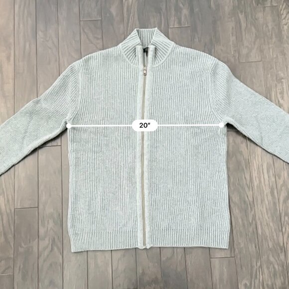 Express Men's XL Gray Ribbed Full Zip-Up Sweater 100% Cotton - Picture 9 of 13